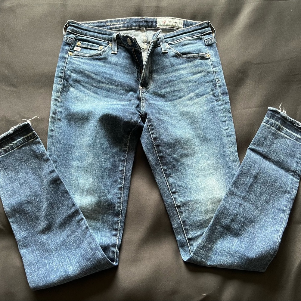 AG Adriano Goldschmied Jeans Womens 27 The Legging Super Skinny Ankle Fray Blue